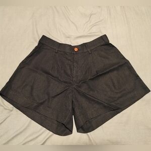 Pleated High Waist Linen/Cotton Shorts